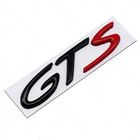 Емблема напис GTS для Porsche чорна+червона 105&times;25 мм метал (на скотчі) 184280 фото