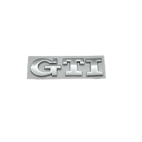 Емблема напис GTI для Volkswagen срібляста 79х23 мм метал (на скотчі) 183938 фото