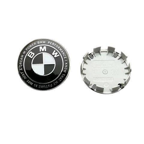 Колпак колеса BMW черно-белый с надписью 68мм пластик 1шт OEM 36136783536 (колпачок, заглушка) 183897 фото