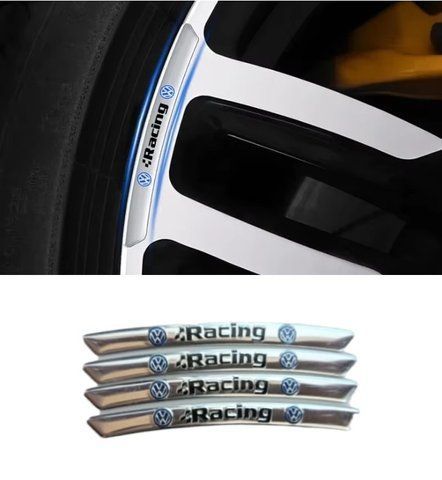 Емблема обідка колеса RACING для Volkswagen 4шт АЛЮМІНІЙ наклейка на диски (скотч) сірі (вр-во Завод) CH 185958 фото
