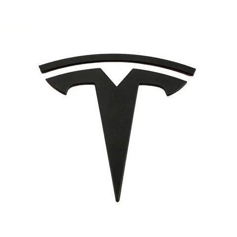 Эмблема передняя TESLA 3/Y ЧЕРНАЯ матовая 77-78мм металл (на скотче) 182378 фото