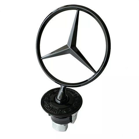 Емблема приціл на капот Mercedes (Чорний Матовий + напис) A1408800286 181926 фото