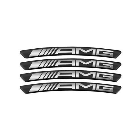 Емблема на колісний диск AMG 4шт АЛЮМІНІЄВА наклейка на диски (скотч) ЧОРНА 163782 фото