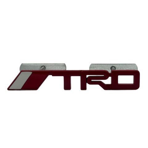 Эмблема надпись TRD для Toyota в решетку Красная 143х21мм металл (на креплениях) 182876 фото