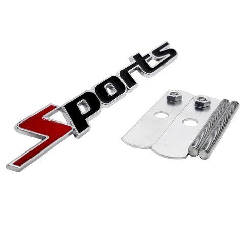 Емблема напис SPORTS в решітку 138х22 мм ЧОРНА + ЧЕРВОНИЙ (на кріпленнях) 182222 фото