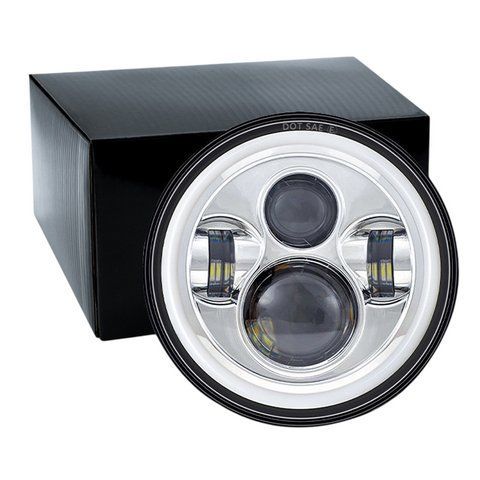 Фара LED ВАЗ 2101, 2121, ГАЗ, УАЗ, іномарки, мото 7 дюймів 60W H4 з ДХО 4 лінзи (алюміній) 1шт 184815 фото