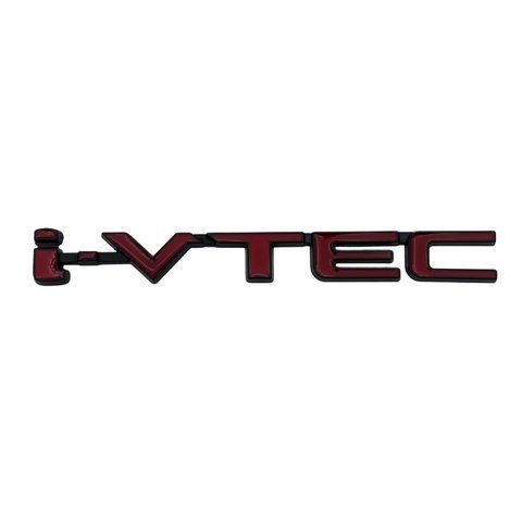 Эмблема надпись I-VTEC красная+черный 127х14мм металл (на скотче) 182877 фото