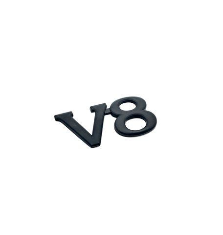 Емблема напис V8 76.4х38.6мм Чорна метал (на скотчі) 183815 фото