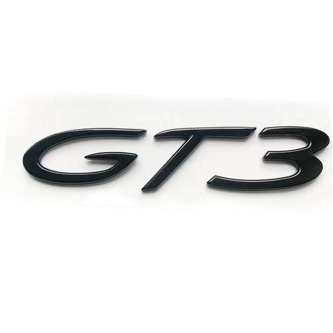 Емблема напис GT3 для Porsche 118х20мм чорна ГЛЯНЦЮВА пластик (на скотчі) 183030 фото