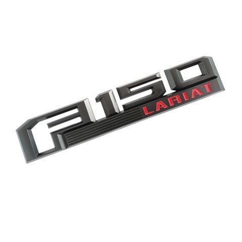 Емблема напис F150 Lariat для Ford чорна матова + червона 262х51 мм пластик (на скотчі) 184560 фото