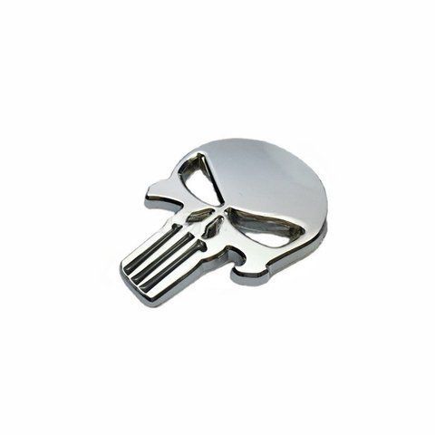 Емблема Skull (Череп) ХРОМ 59х43мм метал (на скотчі) 185098 фото