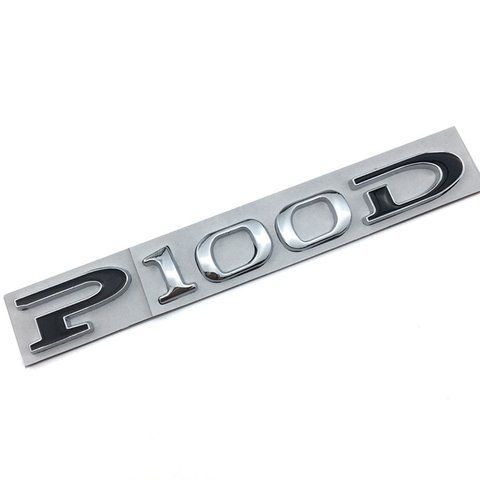 Емблема напис P100D для Tesla 140х17мм ХРОМ+ЧОРНИЙ метал (на скотчі) 183739 фото