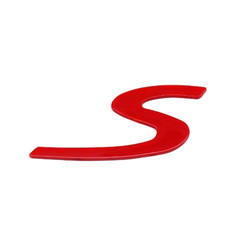 Емблема напис S для Porsche червона 90х39 мм пластик (на скотчі) 184492 фото