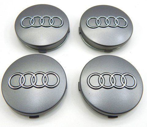 Ковпаки коліс Audi (Сірі + Хром) 59 мм (4шт) Оригінал 4B0601170 118939 фото
