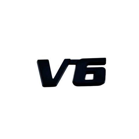 Емблема напис V6 60х26мм Чорна метал (на скотчі) 183820 фото