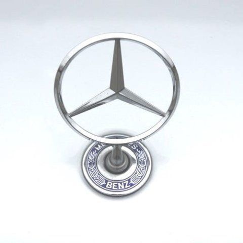 Емблема приціл на капот Mersedes-Benz (Хром + Синій напис) 44 мм (на скотчі) A2108800186 181934 фото