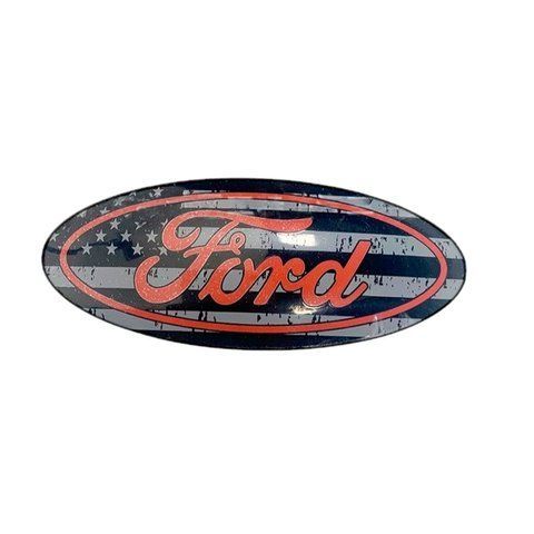 Емблема Ford чорна+червоний 125&times;50 мм пластик (на скотчі) 184968 фото