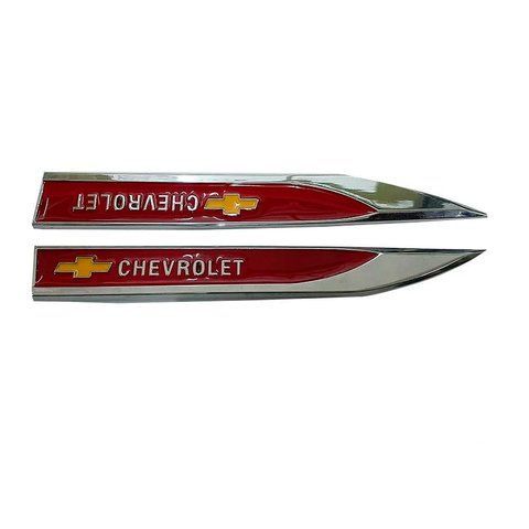 Емблема крила CHEVROLET 2шт 148&times;18мм червоні (метал) 182667 фото