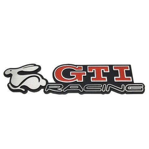 Емблема напис GTI Racing для Volkswagen червона+чорний 159х37 мм метал (на скотчі) 183931 фото
