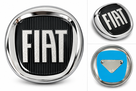Эмблема задняя FIAT черная+хром d=95мм средняя (скотч + 2 направляющих) 195220 фото