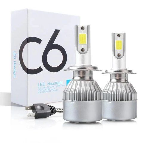 Лампы светодиодные LED H7 C6 12v-24v 6000k 3800L 2ШТ (радиатор) 140045 фото