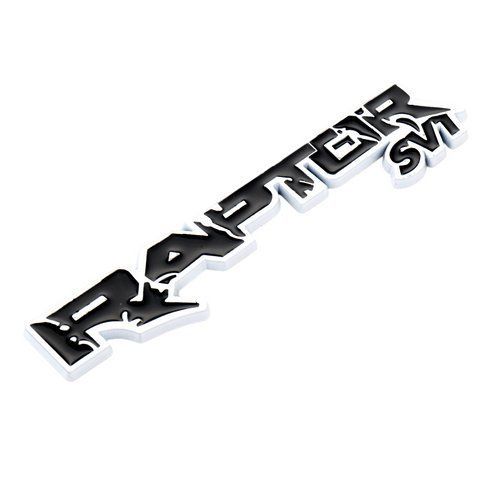 Емблема напис Raptor SVT для Ford чорна+біла 120х24 мм метал (на скотчі) 184610 фото