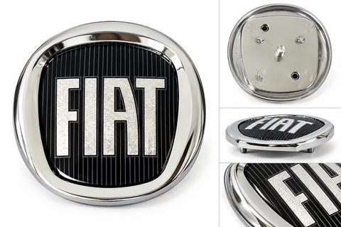 Эмблема передняя FIAT черная+хром d=95мм средняя (3 направляющих) 195216 фото