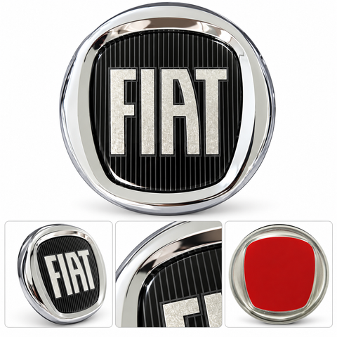 Емблема передня FIAT чорна+хром d=120мм велика (на скотчі) 195212 фото
