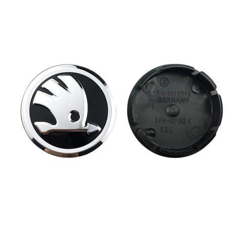 Ковпак колеса Skoda хром+чорний 56 мм пластик 1шт OEM 5JA601151A (ковпачок, заглушка диска) 184409 фото