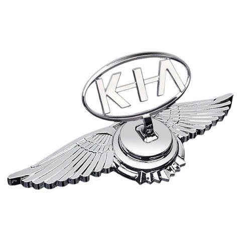 Емблема приціл KIA орлині крила (металева LUXE версія) Хром 150г (на скотчі) 182028 фото