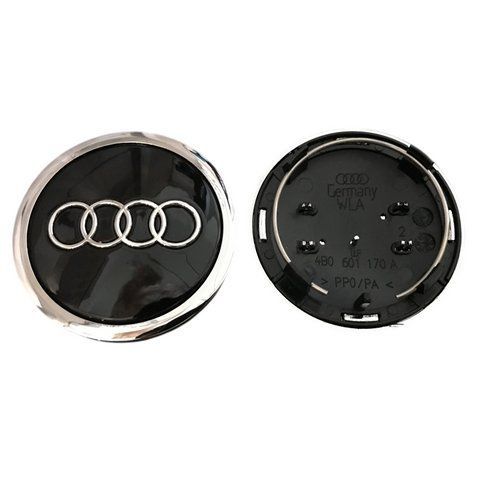 Колпак колеса Audi черный+ХРОМ d=69 мм, посадочный d=60 мм (колпачок, заглушка диска) 1шт 182518 фото