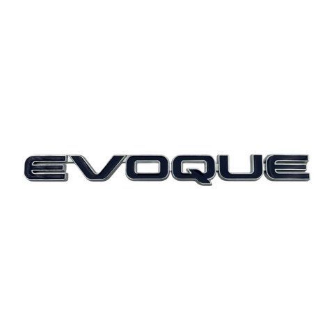 Эмблема надпись EVOQUE синяя с хром окантовкой 160х15мм металл (на скотче) 182897 фото