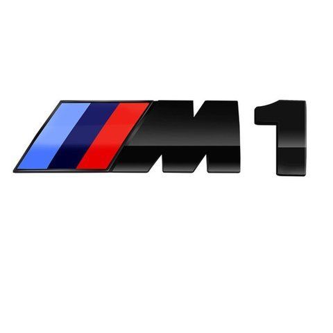 Емблема напис M1 для BMW чорна глянцева 73х27 мм (M) +10х27 мм (цифра) пластик (на скотчі) 184526 фото