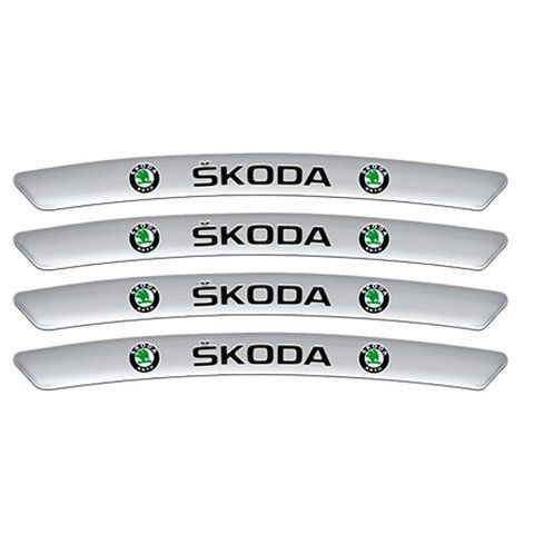 Емблема обода колеса SKODA 4шт сірі алюміній (на скотчі) 163831 фото