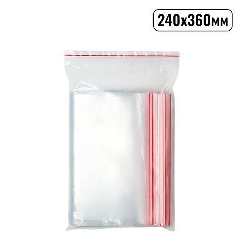 Пакеты с замком Zip-Lock 240х360мм (30мкм) 100шт прозрачные (зип пакеты) 185878 фото