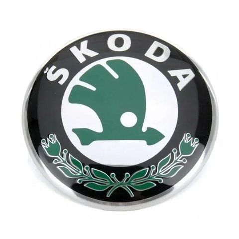 Емблема задня SKODA зелена 80мм пластик (на скотчі) 115021 фото