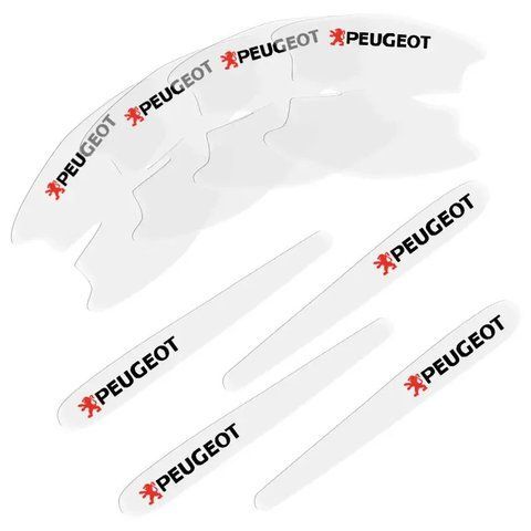 Захисні плівки дверних ручок PEUGEOT 8шт (4 наклейки під ручки + 4 на ручки) TPU (поліуретан) 163919 фото