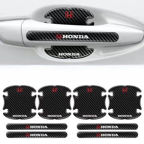 Захисні плівки дверних ручок HONDA 8шт (4 наклейки під ручки+4 на ручки) силікон КАРБОН 186408 фото