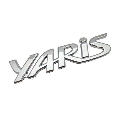 Эмблема надпись YARIS для Toyota хром 135х30мм металл (на скотче) 181793 фото
