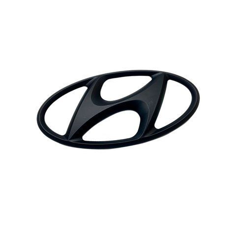 Эмблема решетки Hyundai ЧЕРНАЯ матовая 129х64мм пластик (2 направляющие + скотч) 182332 фото