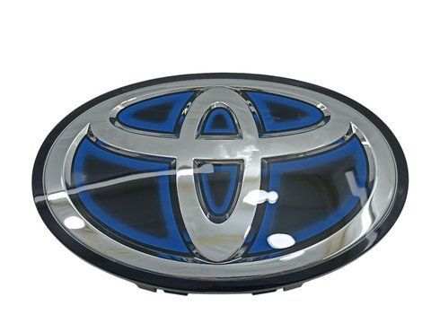Эмблема решетки TOYOTA (под стеклом) ЧЕРНАЯ + ГОЛУБАЯ 190х130 мм (на клипсах) 181205 фото