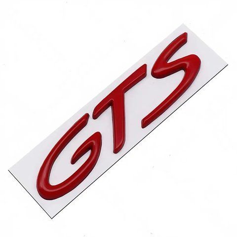 Емблема напис GTS для Porsche червона 105&times;25мм метал (на скотчі) 182960 фото