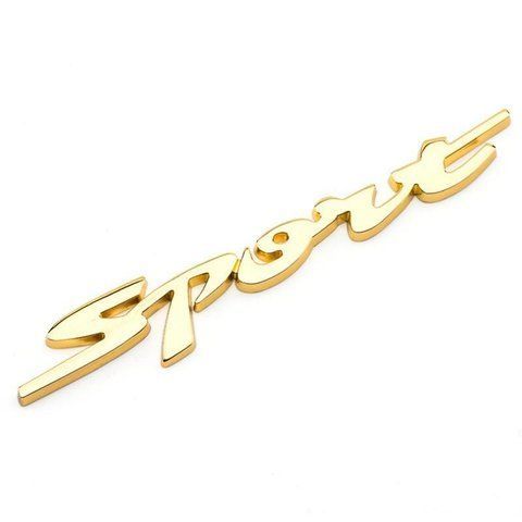 Емблема напис Sport золота 130х20мм метал (на скотчі) 186307 фото