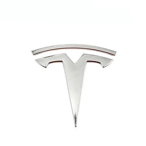 Эмблема передняя TESLA 3/Y ХРОМ 77-78 мм металл (на скотче) 182393 фото