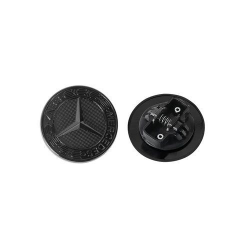 Емблема капота Mercedes-Benz чорна глянцева d=57мм (пружинне кріплення) OEM 2048170616 182975 фото
