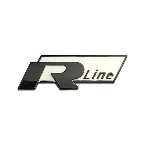 Емблема напис Rline для Volkswagen білий+чорний 78х26 метал (на скотчі) 184439 фото