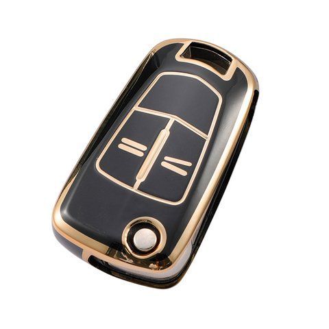 Чехол ключа Opel черный + золотая окантовка TPU 184447 фото