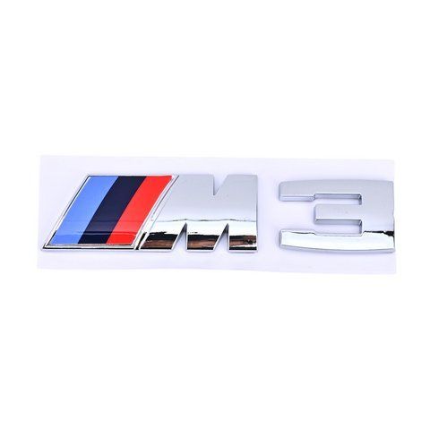 Емблема напис M3 для BMW хром 73х27 мм (емблема M)+38х27 мм (цифра) пластик (на скотчі) 184576 фото