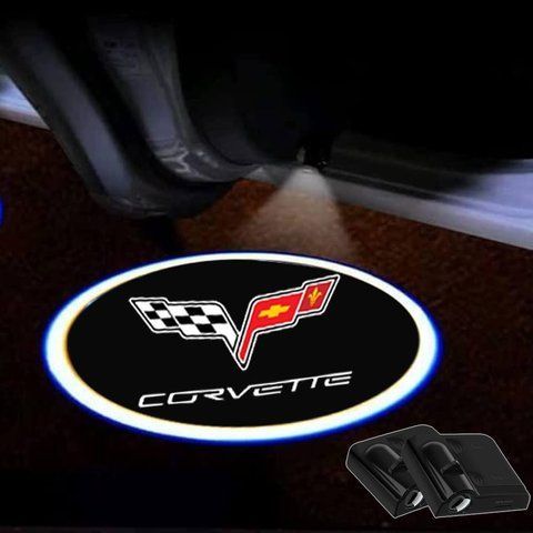 Проектор- підсвітка дверей авто з логотипом CORVETTE Ціна за 1шт (з магнітом, на скотчі) 181511 фото