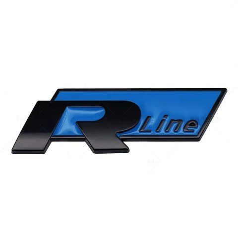 Емблема напис Rline для Volkswagen синій+чорний 78х26 метал (на скотчі) 184442 фото